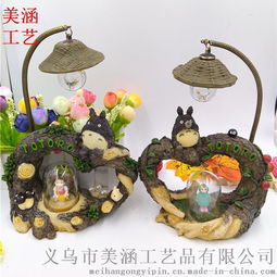 美涵廠家直銷 創(chuàng)意日式Zakka風龍貓小夜燈，精美樹脂工藝品，理想學生禮品